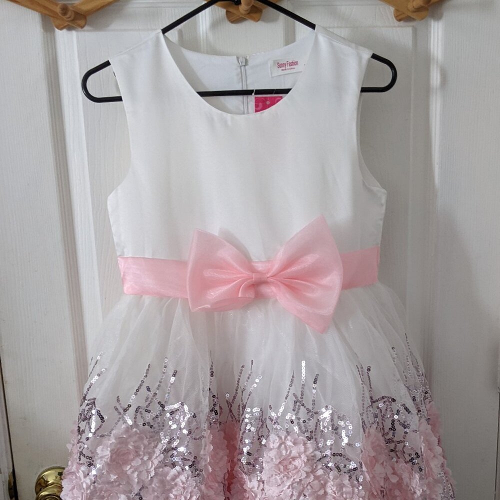 Sunny Fashion Girls Pink Sequin Pageant, Party, Wedding Dress Girls Size 14 NWT